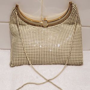 Shimmery Gold Square-Mesh Sequin Evening Bag